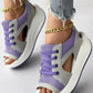 ☄️NEW HOT SALE🎉Contrast Paneled Cutout Lace-Up Muffin Sandals
