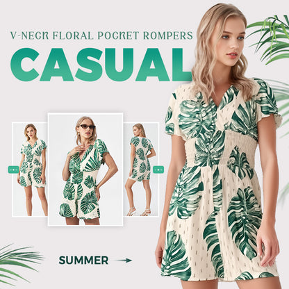 🌸Up to 50% off🔥Casual Floral Polka Dot Pocket Rompers