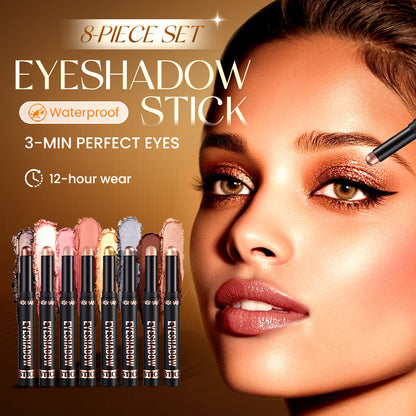🎅ONLY TODAY -£14.99 FOR 8 PCS!!🎄50K+ SOLD! 🎁✨8 Colors Glitter Eyeshadow Stick Waterproof & Long-Wearing & Multi-Use