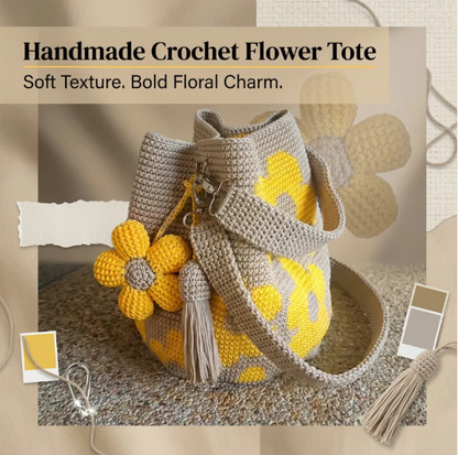Handmade Crochet Floral Tote Bag 🌸🧶 – Artisan Cotton Shoulder Bag, Vintage Romantic Design, One-of-a-Kind – 30-Day Guarantee