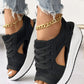 ☄️NEW HOT SALE🎉Contrast Paneled Cutout Lace-Up Muffin Sandals