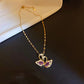 Amethyst Double Swan Pendant Necklace
