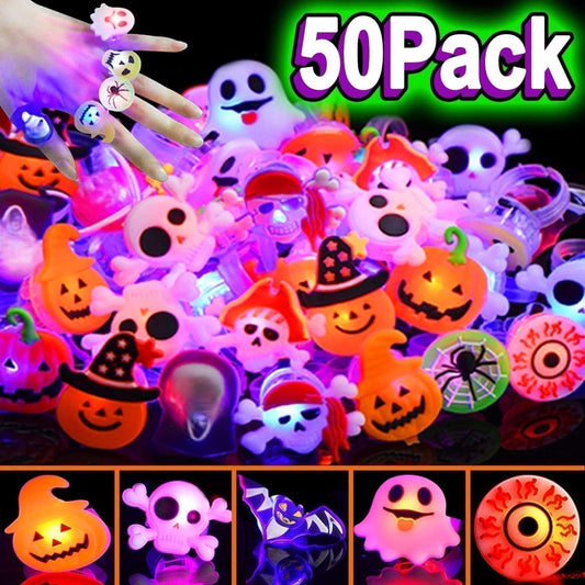 🔥🎃Spooky Season Hot Sale 50% OFF:£14.99‼️✨LED Light Halloween Glowing Ring 💍| Flashing Light‑Up Party Favor for Halloween Night👻