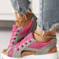 ☄️NEW HOT SALE🎉Contrast Paneled Cutout Lace-Up Muffin Sandals