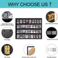 IHEIPYE 36 Graded Sports Card Display Frame - Baseball Card Display Case Lockable - Trading Card Collector Wall Display Holder for Basketball Football Hockey Cards, UV Protection Acrylic,Black