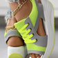 ☄️NEW HOT SALE🎉Contrast Paneled Cutout Lace-Up Muffin Sandals