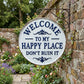 🏡Final Hours Flash Sale $9.74!!⏰Vintage Round Metal Sign – “Welcome to My Happy Place Don’t Ruin It” Garden Wall Decor