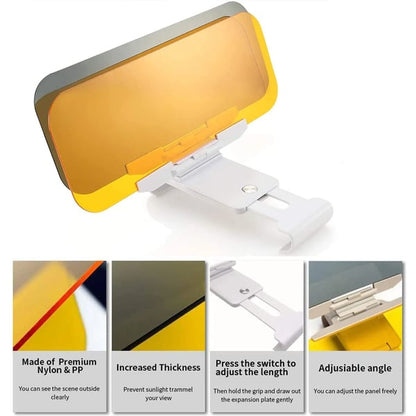 🚗 Day & Night Car Sun Visor Anti‑Glare Shield – Blocks 99.9% UV, Filters Headlight Glare, Universal Fit for Cars Trucks SUVs – Reduces Eye Fatigue, 180° Adjustable (2 Sizes)