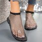 💖Last Day Sale 50% OFF💖🔥Luxury Gem Glossy Mesh Elastic Ankle Shoes in Black & Nude