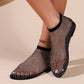 💖Last Day Sale 50% OFF💖🔥Luxury Gem Glossy Mesh Elastic Ankle Shoes in Black & Nude