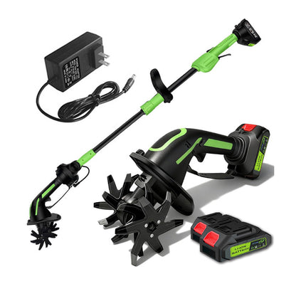 Ndreasdw™ Mini Electric Tiller & Cultivator – Cordless 24V with Dual Battery & Charger – 2.6 lbs Ultralight, 51.8” Extendable Handle, 2.55” Thickened Steel Blades – Ideal for Flower Beds, Small Gardens & Raised Beds