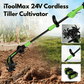 Ndreasdw™ Mini Electric Tiller & Cultivator – Cordless 24V with Dual Battery & Charger – 2.6 lbs Ultralight, 51.8” Extendable Handle, 2.55” Thickened Steel Blades – Ideal for Flower Beds, Small Gardens & Raised Beds