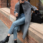 Women's Double-Faced Faux Wool Tweed Long Coat
