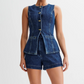 💕HOT SALE💕Women's Casual Denim Two-Piece Sleeveless Top & Shorts Set