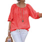🔥50% OFF TODAY🔥Women's Plus Size Casual Top with Elastic Midi-Sleeve