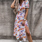 🌸2024 New Plus Size Elegant V-Neck Floral High Waist Split Dress