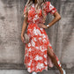 🌸2024 New Plus Size Elegant V-Neck Floral High Waist Split Dress