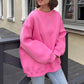 Oversized Solid Color Round Neck Sweatshirt