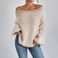 Women's Loose-Fit Off-Shoulder Striped Knit Sweater