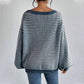 Women's Loose-Fit Off-Shoulder Striped Knit Sweater