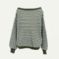 Women's Loose-Fit Off-Shoulder Striped Knit Sweater