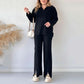 ✨New Arrival✨Women's Cozy Ribbed Knit Two-Piece Set with Slit-Leg Pants💕