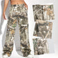 Women's Printed Straight-Leg Cargo Pants with Pockets