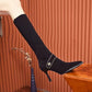 🔥HOT SALE - Knitted Long Lointed Toe Stiletto Boots