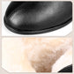 Women's Chunky Heel Plush Ankle Boots with Side Zipper