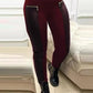 🏆FAUX LEATHER PANTS WITH CONTRASTING TRIM AND ZIP