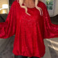 🎅50% OFF🎄Round Neck Sequin Long Sleeve Loose Top