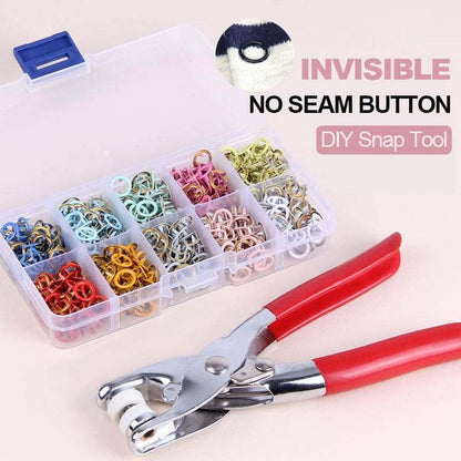 ♻️ 2026 Eco Pick |🔨 Snap Fastener Pliers Kit – No Hammer Needed, 5‑Claw Design Anti‑Fall, Eco‑Friendly Copper – Perfect for DIY Baby Clothes, Curtains, Hats (9.5mm, 100/200 Sets)🌈【Flash –50%】