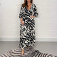 ✨V-Neck Zebra Stripe Waistline 3/4 Sleeve Dress