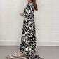 ✨V-Neck Zebra Stripe Waistline 3/4 Sleeve Dress