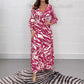 ✨V-Neck Zebra Stripe Waistline 3/4 Sleeve Dress