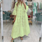Women’s Elegant V Neck Eyelet Flowy Long Dress