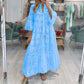 Women’s Elegant V Neck Eyelet Flowy Long Dress