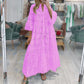 Women’s Elegant V Neck Eyelet Flowy Long Dress