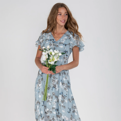 💐LAST DAY SALE 50% OFF💐Short Sleeve Long Dress with Floral Print