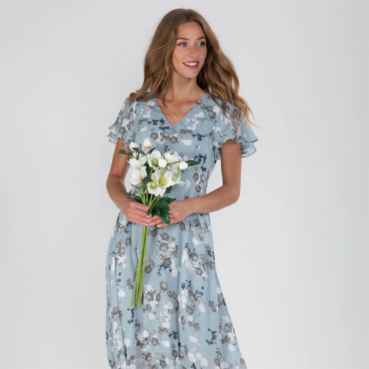 💐LAST DAY SALE 50% OFF💐Short Sleeve Long Dress with Floral Print
