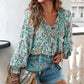🌸Spring Specials 50% OFF💐 Women's Fashion Printed v-Neck Long Sleeve Shirt