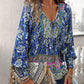 🌸Spring Specials 50% OFF💐 Women's Fashion Printed v-Neck Long Sleeve Shirt