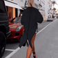 Women's Solid Color Long Sleeve Top with Irregular Hem