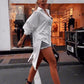 Women's Solid Color Long Sleeve Top with Irregular Hem