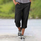 🔥Summer New Products❤️Multi-Pocket Elastic Waist Solid Color Casual Cargo Capri Pants