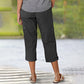 🔥Summer New Products❤️Multi-Pocket Elastic Waist Solid Color Casual Cargo Capri Pants