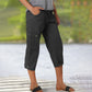 🔥Summer New Products❤️Multi-Pocket Elastic Waist Solid Color Casual Cargo Capri Pants