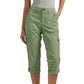 🔥Summer New Products❤️Multi-Pocket Elastic Waist Solid Color Casual Cargo Capri Pants
