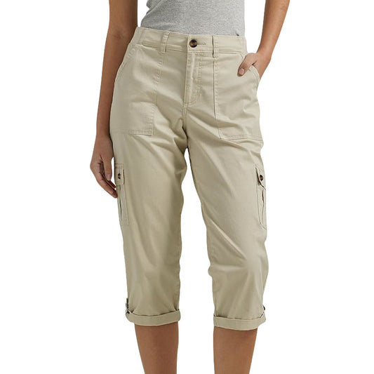 🔥Summer New Products❤️Multi-Pocket Elastic Waist Solid Color Casual Cargo Capri Pants