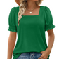 🏖️Summer Hot Sale 49% OFF💟Women's Casual Square Neck Smocked Sleeve T-Shirt